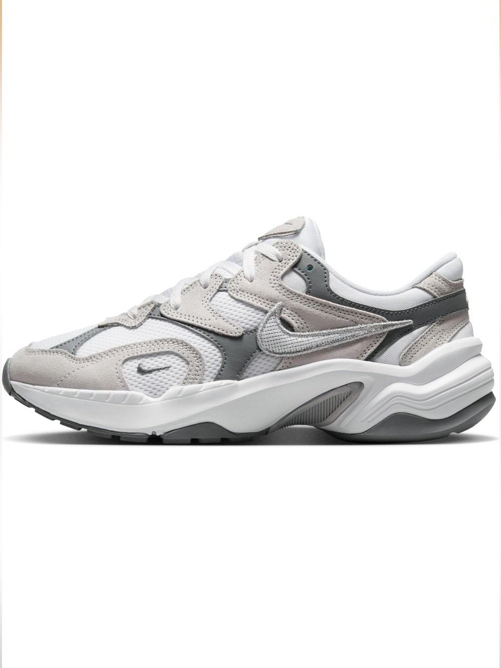 Nike AL8 White and Gray Layered Mesh Suede Sneakers women size 7.5